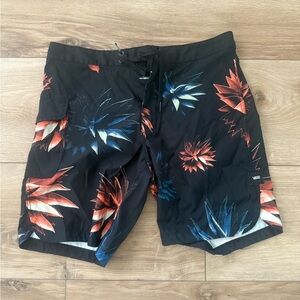 Vans Black and Blue Floral Board Shorts